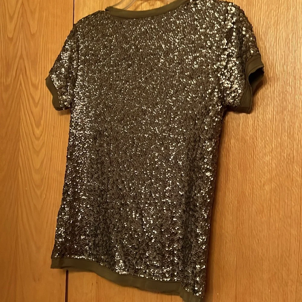J.crew J Crew XS Bronze metallic sequin tee shirt short sleeve shimmery top EUC